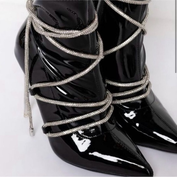 Azalea Wang Diamond Drip Faux Patent Leather Bootie - Picture 2 of 12